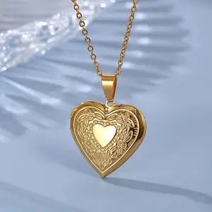Creative Heart-shaped Pendant Necklace with Exquisite Pattern Design in Durable Stainless Steel for Family Friends and Lovers Jewelry Gifts Handmade Jewelry