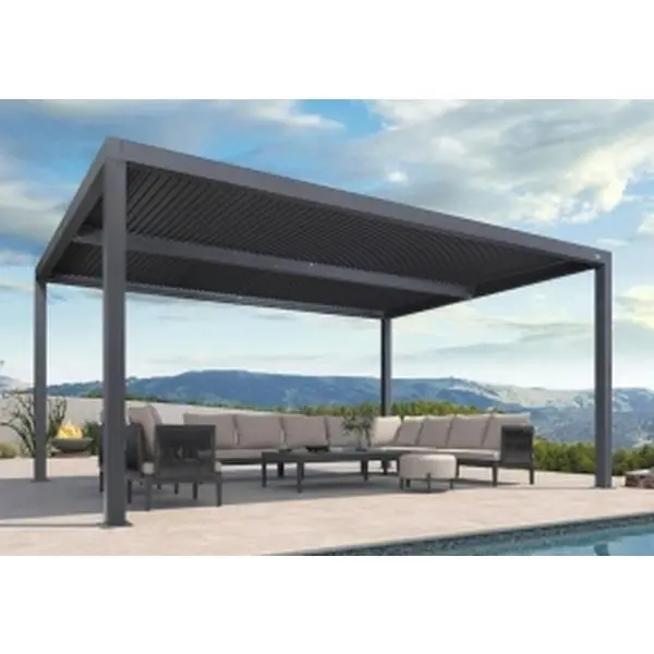 Outdoor Louvered Pergola with Adjustable Louvered Roof