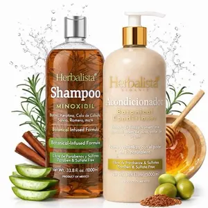 Herbalista Botanical Hair Care Bundle – Strengthening Shampoo Minoxidil 33.8 fl oz + Botanical Conditioner 16.9 fl oz – Rosemary, Aloe, Biotin & Keratin Infused – Paraben & Sulfate Free Hair System