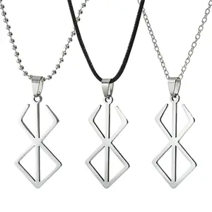 Stainless Steel Jewelry Berserk Necklace Sword Logo Pendants Choker The Mad Warrior Of Norse Viking Mythology Men Adornment Gift