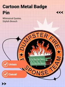 Dustbin Quotes Brooch Cartoon Metal Badge Creative English Alphabet Jewelry Medal Costume Brooch Durable Metal Pins