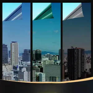 Heat Insulation Window Glass Film 1 Roll Anti-Peeping Sunshade Privacy Balcony Office One-Way Perspective Sticker Film Thermal Insulated Curtain for Interior Decoration