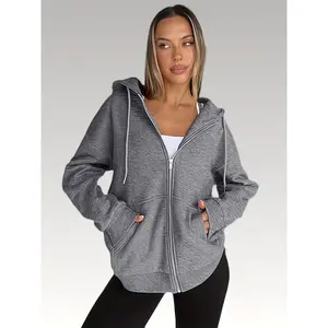Women's Y2K Retro Zip-Up Hoodie - Black Long Sleeve Jacket with Pockets, Casual Loose Fit for Spring/Fall, Polyester Knit Fabric