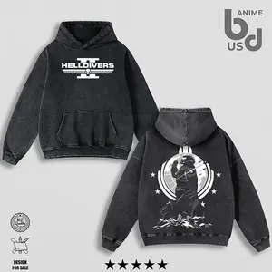 Helldivers 2  Washed Hoodie Oversize Unisex, Double Printed Streetwear Game Merch Gift For Fan MO2