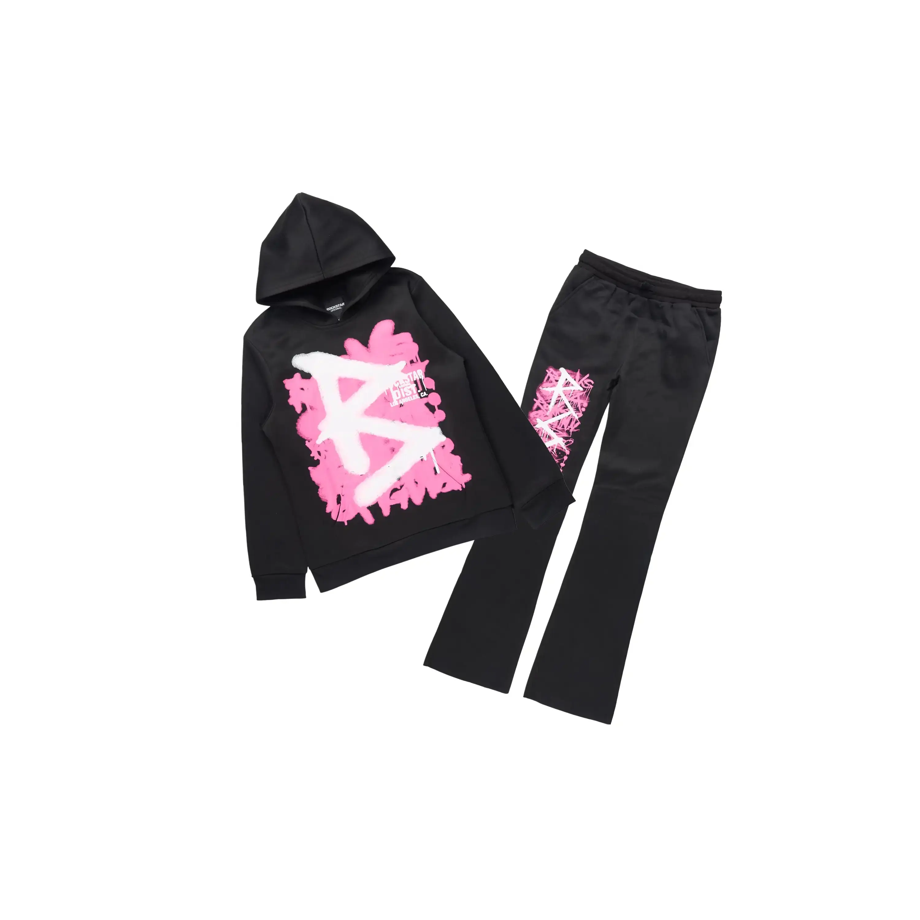 Girls Tanesha Black/Pink Stacked Track Set