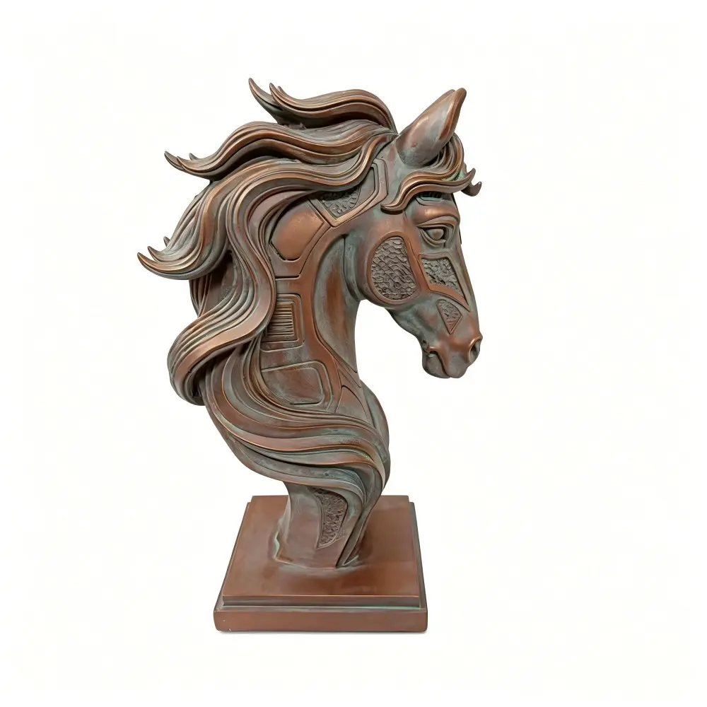 Luxury Antique Bronze Horse Head Statue, Resin Craft, Decorative Statues, Office Desk Decor, Bookshelf Ornament, Elegant Home Decoration, Business Gift