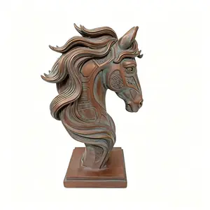 Luxury Antique Bronze Horse Head Statue, Resin Craft, Office Desk Decor, Bookshelf Ornament, Elegant Home Decoration, Business Gift