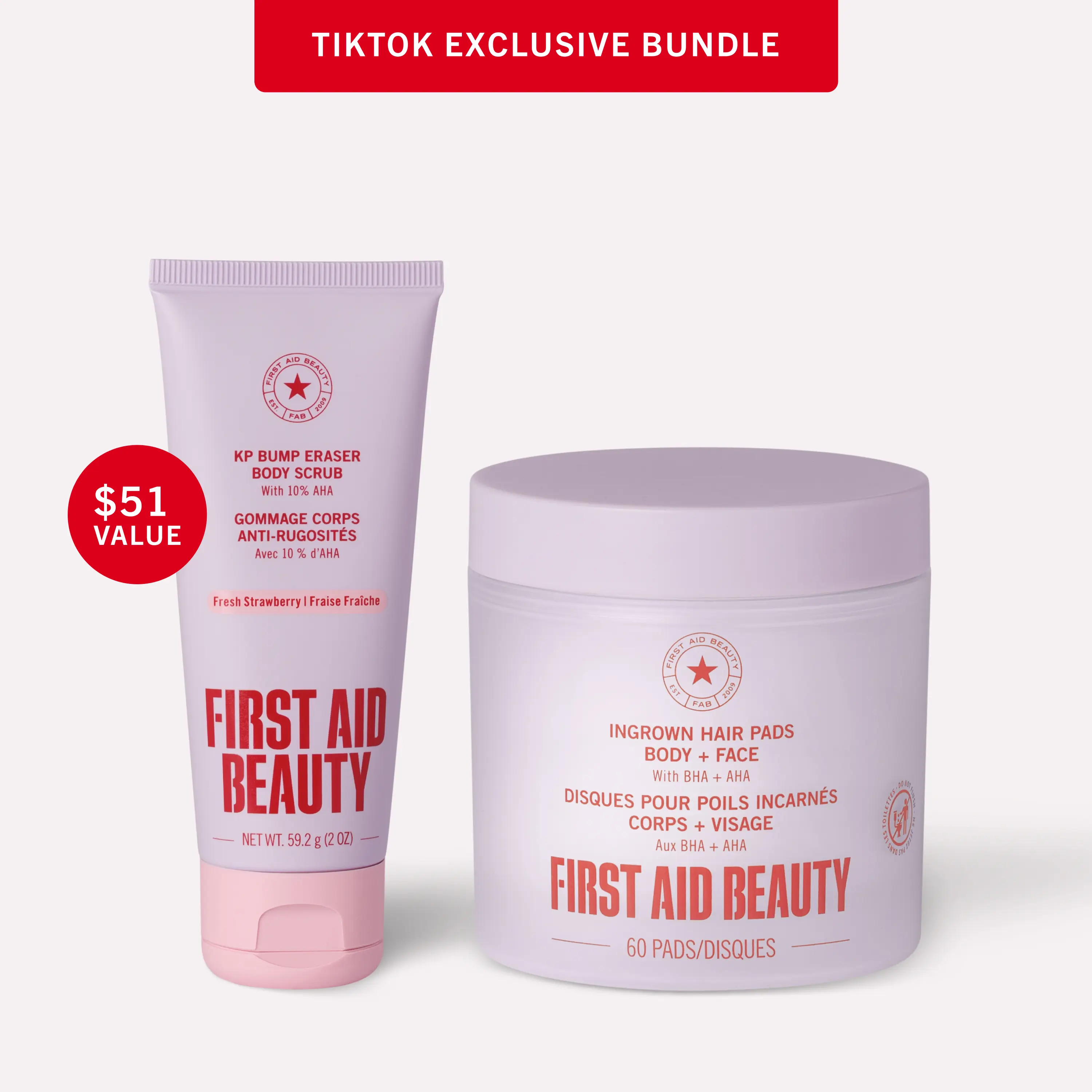 First Aid Beauty Ingrown TTS Exclusive Bump-Smoothing Duo: Hair Pads 60ct & KP Bump Eraser Body Scrub 2oz First Aid Beauty Ingrown TTS Exclusive Bump-Smoothing Duo: Hair Pads 60ct & KP Bump Eraser Body Scrub 2oz