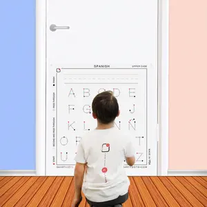Smarty Dots | SPANISH ABC Alphabet Upper Case Dry Erase Without A Trace FlexiBoard Glueless Optically Transparent Truly Repositionable Flexible Thick Premium Quality Any Surface Made in USA (28x29)