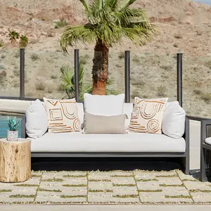 Momeni 100% P.E.T Rectangle Indoor/Outdoor Area Rug – Bohemian Stripes with Shaggy Fringe, Handwoven, 2' x 3'