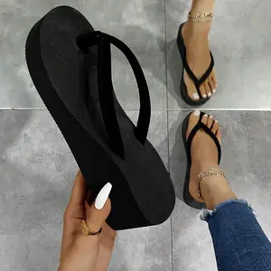 Women's Wedge Flip-Flops, Simple Slide-on Sandals, Outdoor Casual Beach Slippers