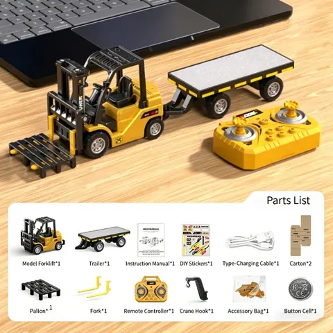 Remote Control Forklift and Crane Toy, APP Controlled Lights and Sounds, Ideal Building Vehicle Toy for Kids Aged 6+, Perfect Birthday Gift, Rc Construction Vehicles