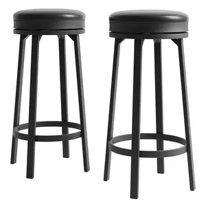 Garvee 30 inch Swivel Bar Stools Set of 2, Counter Height Barstool with Footrest and PU Leather Upholstery, Metal Frame, Kitchen Barstools for Kitchen Island, Home Bar, Black