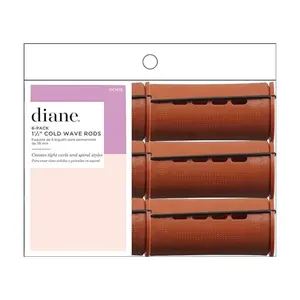 Diane Brown Perm Rod Set - 6-Count Heatless Hair Styling Tool with Rubber Closure for Wet Wave Hair, 1-Pack Haircare Accessory for Tight Curls