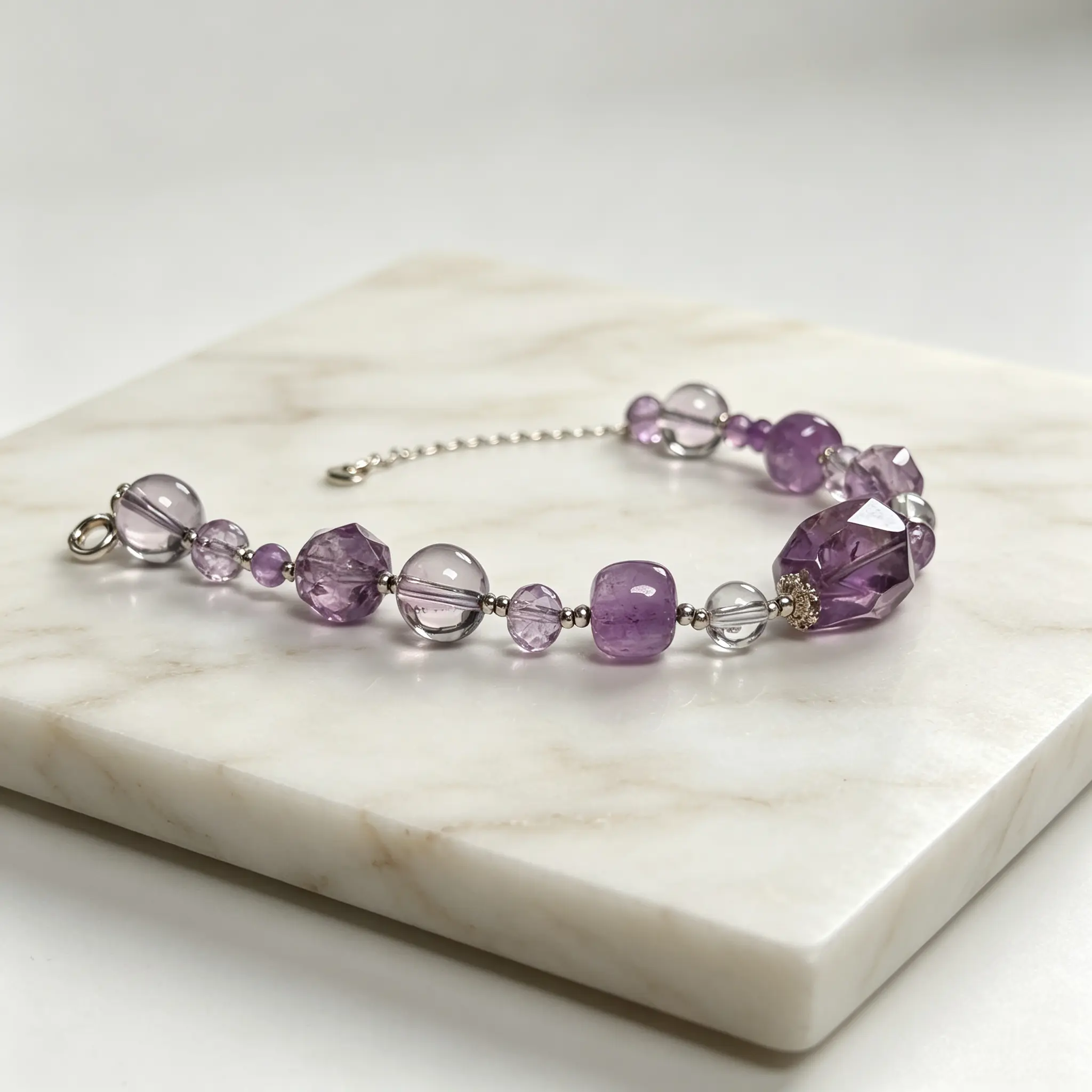 Natural Amethyst Crystal Bracelet – Designer Style