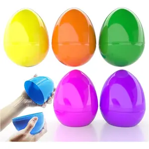 Giant Refillable Colorful Bright Plastic Easter Eggs, Great for Easter Hunting Birthday Party Surprise, Assorted Colors, 6" 6-Pack