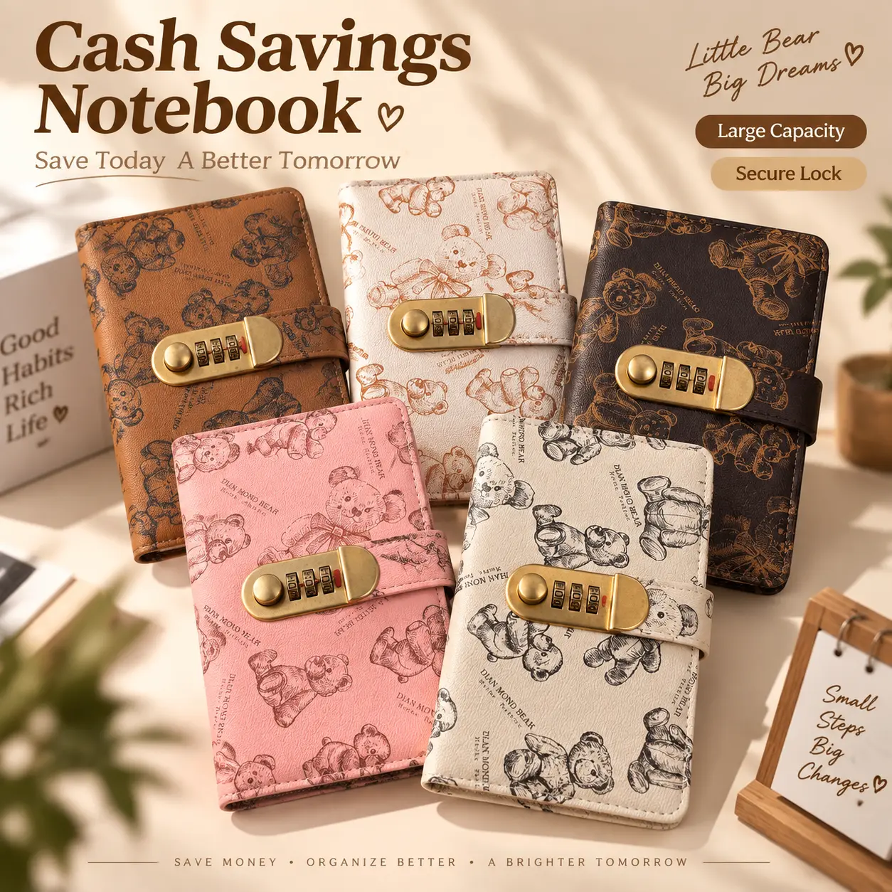 2026 New Lockable Accounting Supplies Notebook - Secure Password Number Wheel Lock, Cash Storage Box, Money Savings Book, Budget Planners, Monthly Bill Organizer, YY2 Model