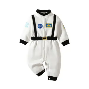 Toddler Baby Boy Girl Spaceman Astronaut Outfits Long Sleeve Button-Down Jumpsuit Space Role Play Costume