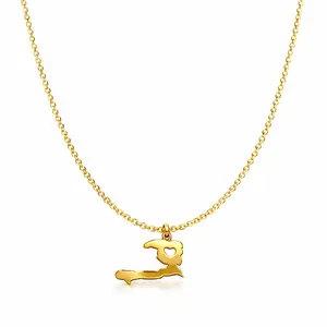 Ayiti Necklace with Gold Pendant, Simple Design, Adjustable Chain