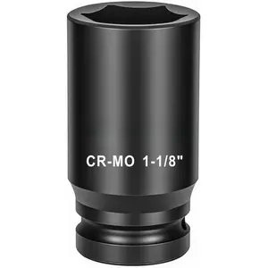 3/4 Inch Drive 1-1/8 Inch Deep  Socket, Heavy Duty Chrome Molybdenum Alloy Steel, 6-Point Design, 80mm Length