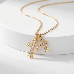 “Minimalist Double Cross Necklace – Romantic Gifts for Her | Trending Summer Jewelry”