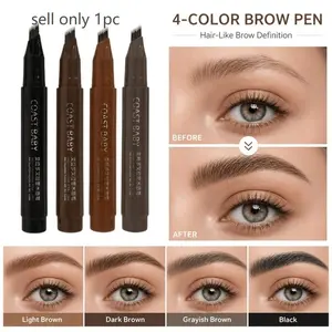 Multi-Pronged Microblading Brow Pen, 24H Waterproof Sweatproof One Stroke Natural Eyebrow Makeup