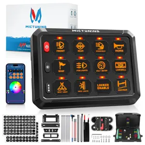 MICTUNING RGB 8/12 Gang Switch Panel with App Control, High Power 5 Level Brightness Multifunction Toggle Switch Momentary Circuit Control Relay System Box for Truck Offroad Car android Led Lights Outdoor Lighting Color Adjustment Voltage Waterproof