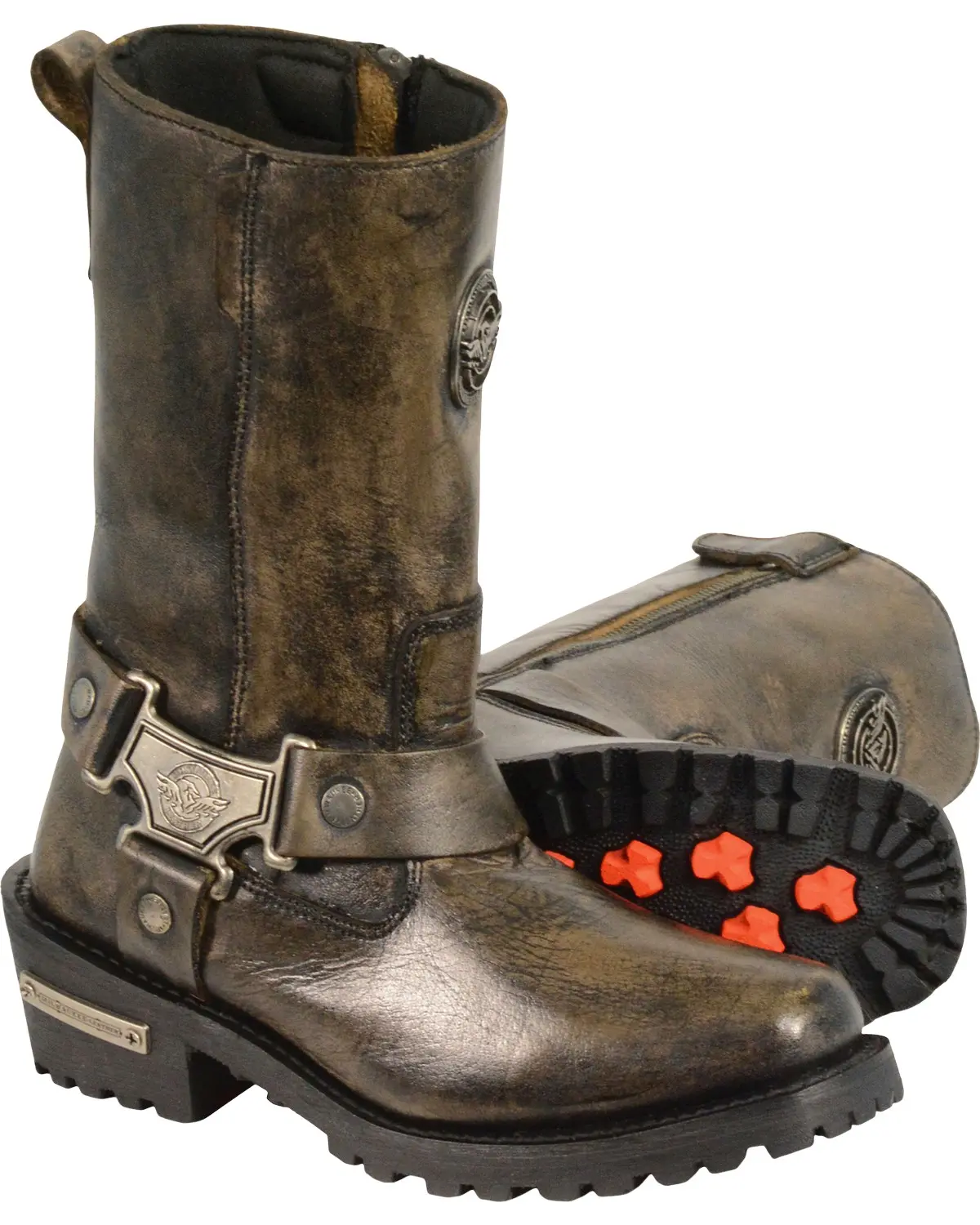 Milwaukee Leather Women's Women'S Distressed Classic Harness Boot Square - Mbl9361
