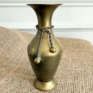 Lago Vintage Brass Rope Vase
