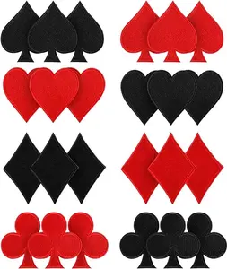 24 Pcs Playing Cards Patch Gaming Iron on Patches Halloween Red Black Heart Patches Iron on Card Suits Diamonds Spades Patch Halloween Poker Las Vegas Appliques for Jeans Hats Bags Clothing DIY