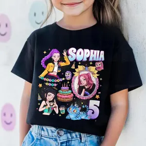 Huntrix Birthday Girl Youth T-Shirt, Kpop Birthday Youth Tee, Custom Demon Hunters Birthday T-Shirt, Boys Birthday Shirts, Toddler Apparel