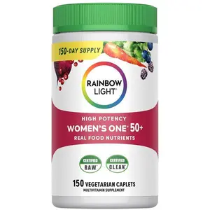HOT! Rainbow Light Multivitamin for Women 50+, Vitamin C, D & Zinc, Probiotics, Womens One 50+ Multivitamin Provides High Potency Immune Support, Non-GMO, Vegetarian, 150 Tablets