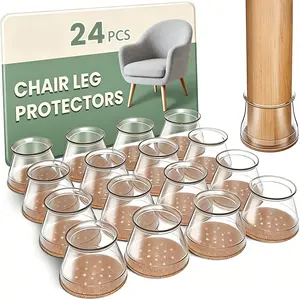 Chair Leg Floor Protectors, 24 Pack Silicone Furniture Pads for Hardwood Floors, Anti-Scratch Furniture Sliders Felt Pads, Noise-Reducing Chair Feet Covers