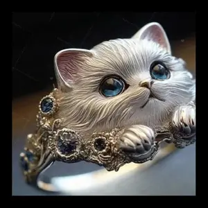 Exquisite Kitten Ring with Unique Personality, Simple and Elegant Ins Style, High-end Niche Original Design and Versatile