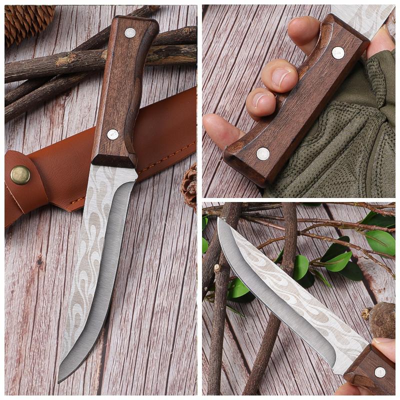 Multi-Function Kitchen Knife Handheld Meat Cleaver Fruit Knife with Sheath Sharp Melon Cutter Camping Butcher Knife Home Cooking Lamb Chop Grill Tools