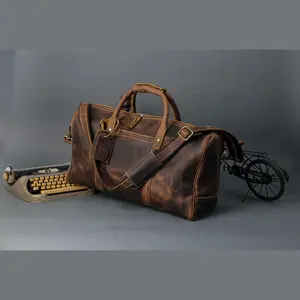 Leather 20-Inch Travel Duffel Bag for Men and Women - Full Grain Leather Overnight, Weekend, Gym, and Sports Bag