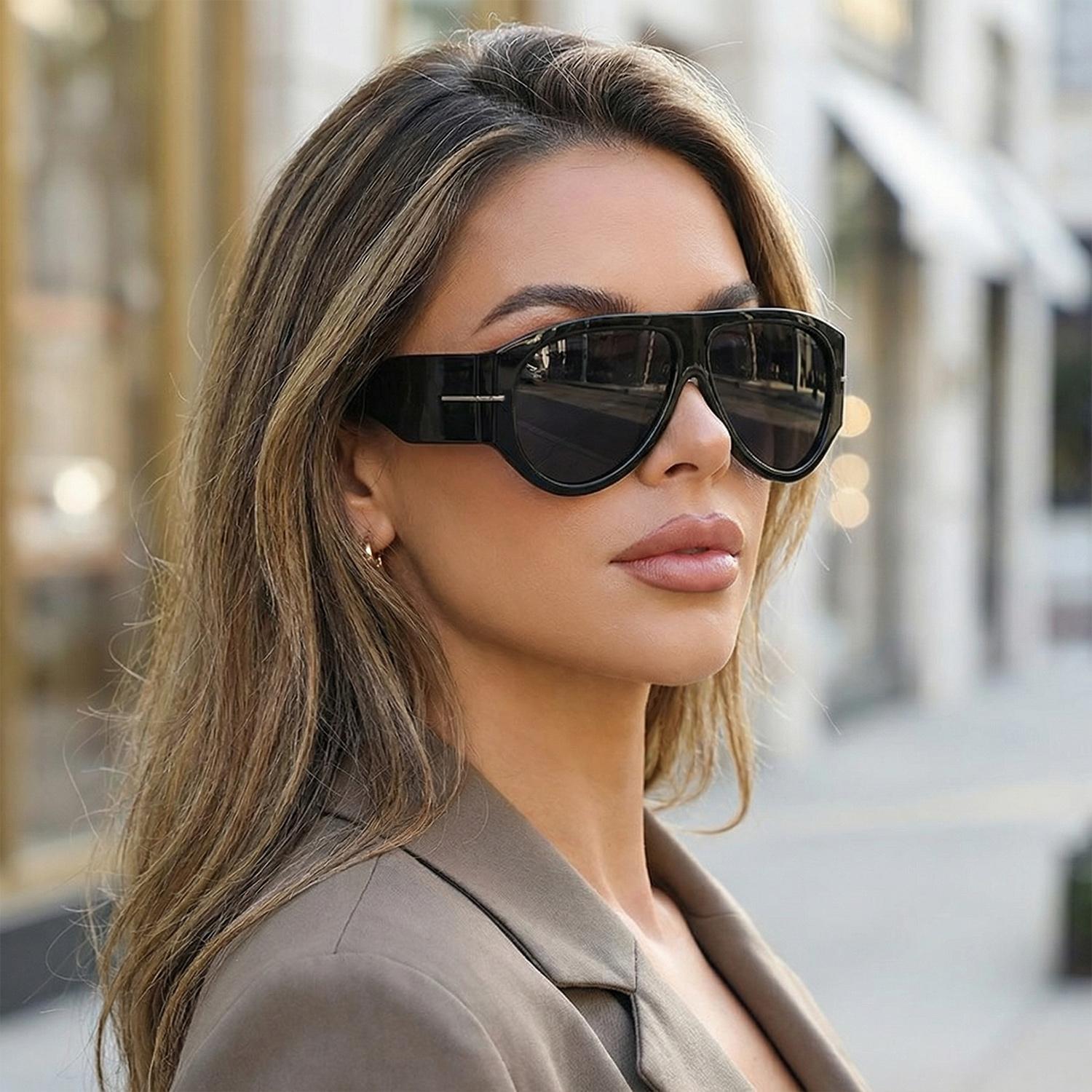 Retro Oversized Aviator Sunglasses, Unisex Large Frame Fashion Eyewear, Punk Windproof Shades, Trendy Beach Travel Accessories, Classic Vintage Sunglasses for Women Men, Daily Party Outdoor Eyewear