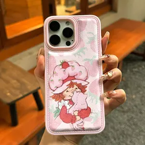 Strawberry Pattern Phone Case, Cover, Soft Silicone Material, Fits iPhone XR 11 12 13 14 15 Plus 16 Pro Max 17 Air Series, Best Gift Choice