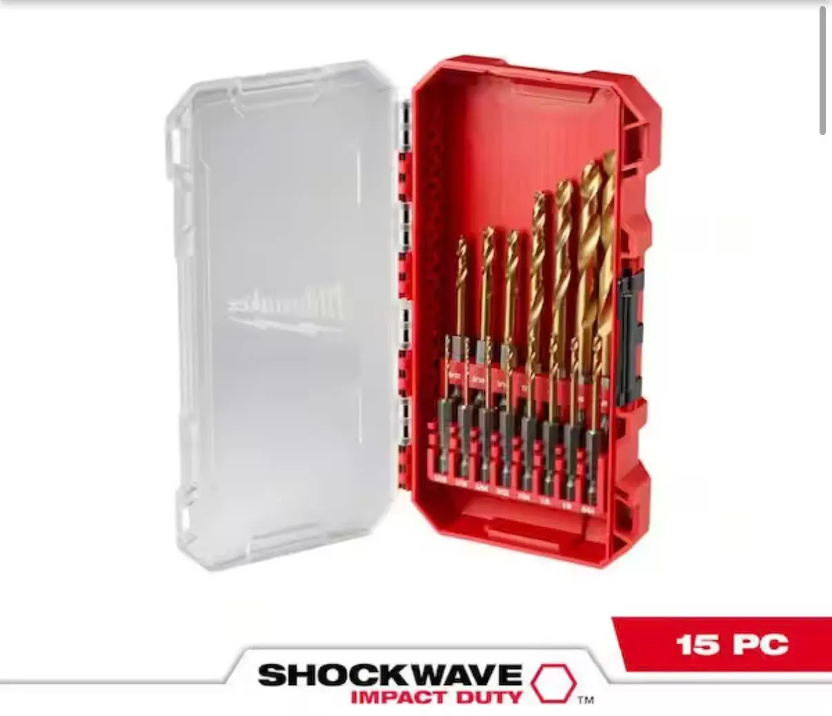 15-Piece Shockwave Impact-Duty Titanium Drill Bit Set for Hand Tools, Screwdriver Compatibility