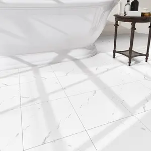 20 Pack Cover 20 Sq.Ft Peel and Stick Floor Tiles, 12" x 12" Self Adhesive Vinyl Flooring Easy DIY Installation for Kitchen, Living Room, Laundry, RV, Matte White Vein Marble