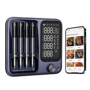 Meat Thermometer with APP Control,4 Probes Meat Thermometer Digital, Unlimited Range WiFi &  Meat Thermometerfor for Rotisserie,Grill,Oven,,BBQ, Air Fryer