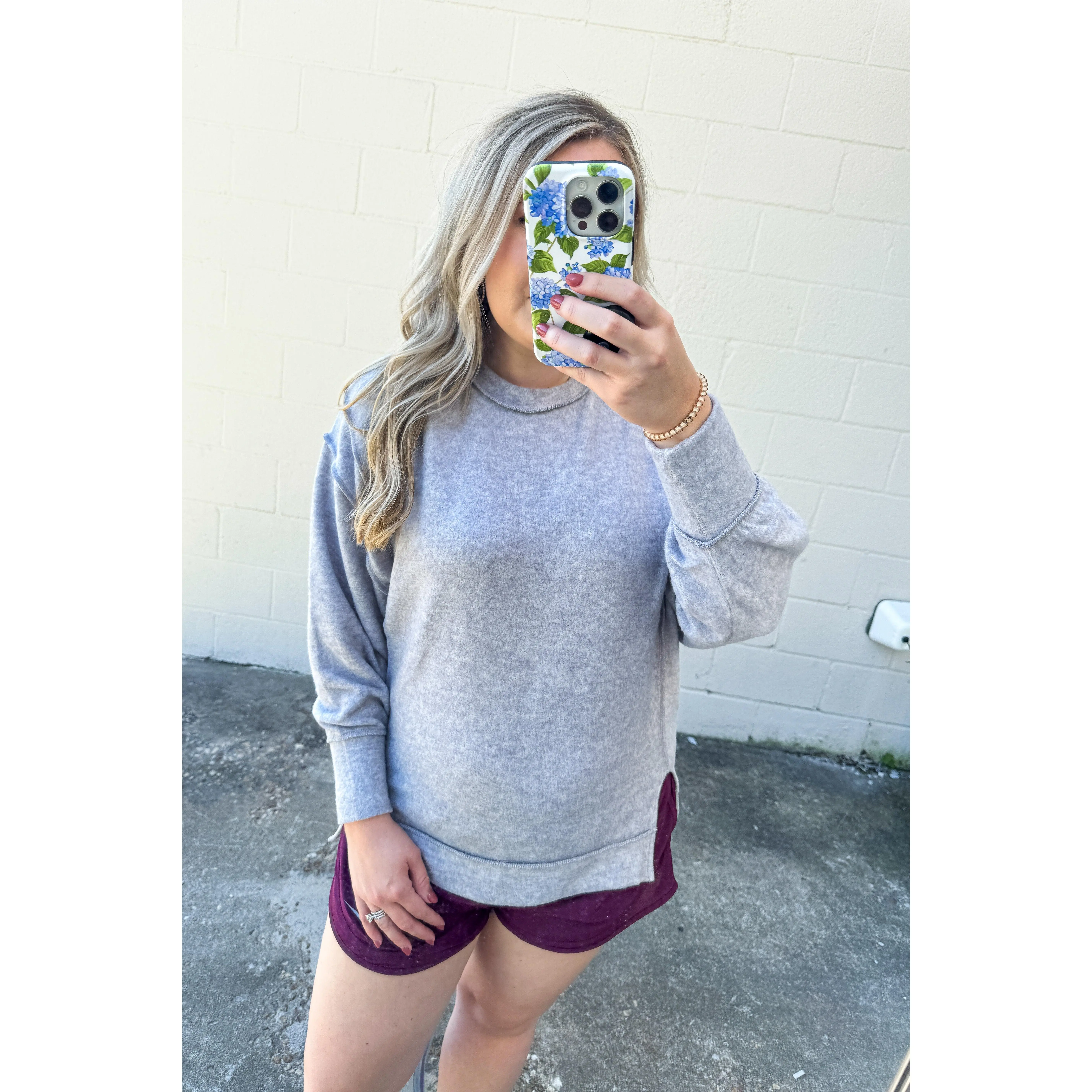 SALE | Casual Day Oversized Sweater Top, Heather Grey