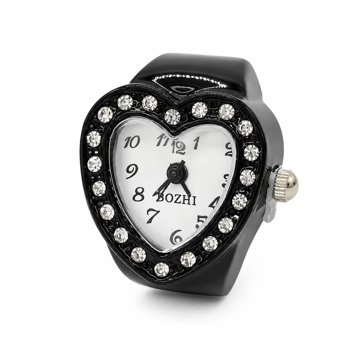 Y2K Heart Ring Watch for Women, Rhinestone Heart Finger Watch, Cute Adjustable Jewelry Watch, Unique Gift for Girls