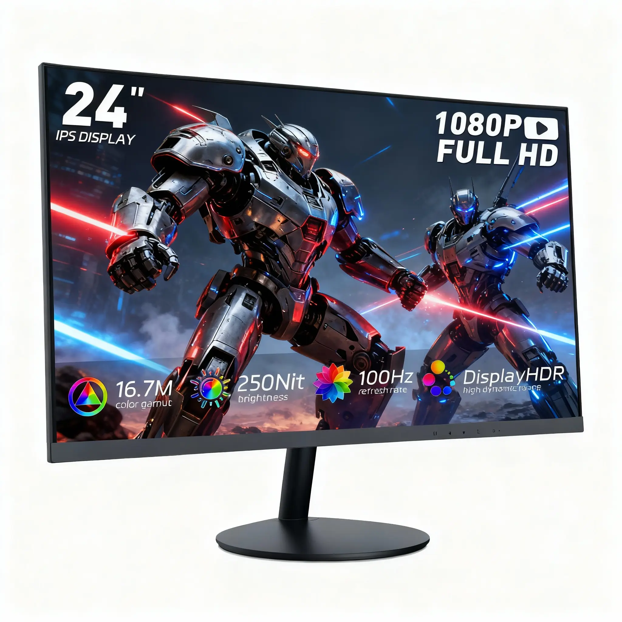 FHD Flat Gaming Monitor, 23-25 In Christmas Limited Edition, 100Hz Refresh Rate, HDR, FreeSync, 3ms Response Time, Eye-Care Technology, HDMI, DP, 100×100 VESA Mount Compatible for Gamers