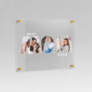 Custom acrylic photo print for mother's day gift, personalized family best mom acrylic plaque art present, wall art image poster portrait for home decor, grandma memorial present (Best Mom Ever)