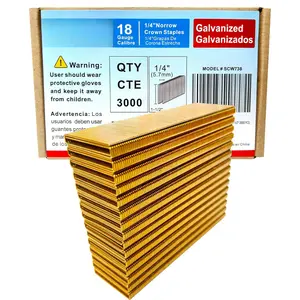 18 Gauge 1/4" Narrow Crown Staples, Galvanized Upholstery Staples for 18 GA Pneumatic or Electric Stapler or Staple  (1-1/2"-3000 PCS)