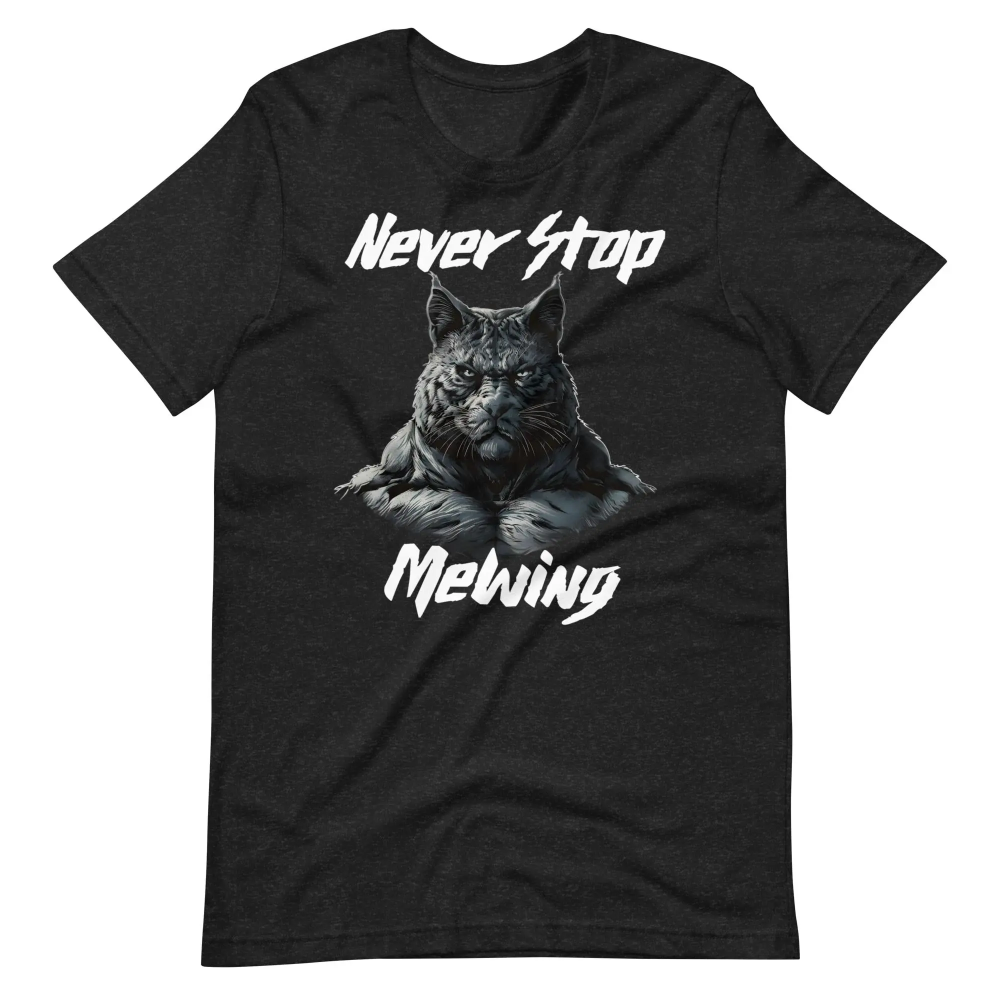 Never Stop Mewing T-Shirt Cotton Fabric Menswear Soft Unisex funny Cat gym tshirt