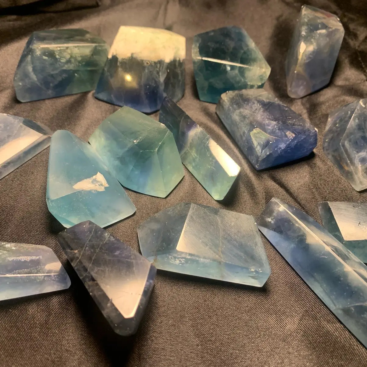Natural Ocean Blue Fluorite Crystal Gushers