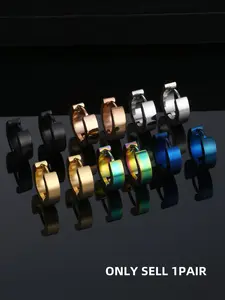 Minimalist Design Plain Hoop Earrings, Casual Solid Color Hoop Earrings, Stainless Steel Jewelry for Men and Women, Trendy Jewelry