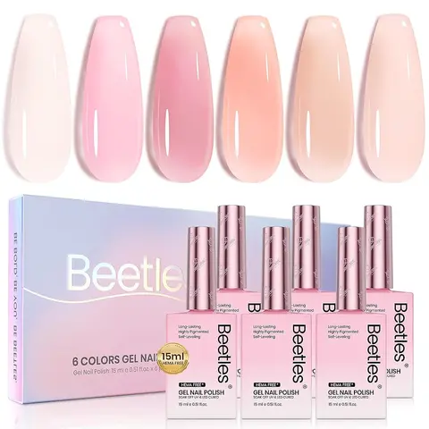 Beetles HEMA Free Gel Nail Polish Set, UV Gel Translucent Gel Nail Art for Manicure and Home Decoration Fall Nail Thanksgiving Gift Black Friday Winter Nail Christmas Gift